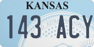 KS license plate 143ACY