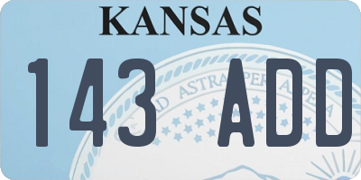 KS license plate 143ADD