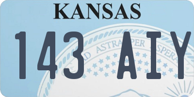 KS license plate 143AIY