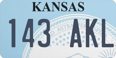 KS license plate 143AKL