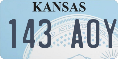KS license plate 143AOY