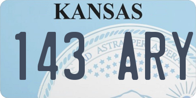 KS license plate 143ARY