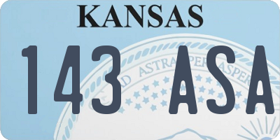 KS license plate 143ASA