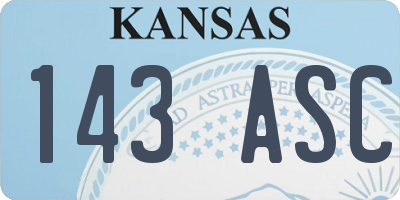 KS license plate 143ASC