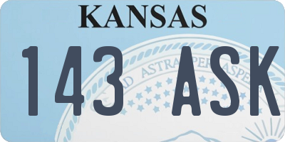 KS license plate 143ASK