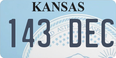 KS license plate 143DEC