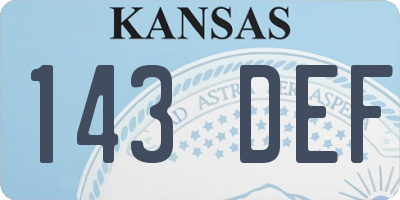KS license plate 143DEF