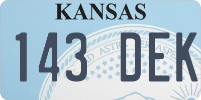 KS license plate 143DEK