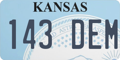 KS license plate 143DEM