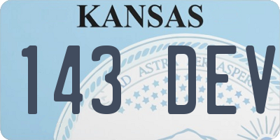 KS license plate 143DEV