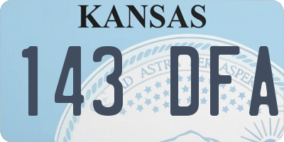 KS license plate 143DFA
