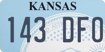 KS license plate 143DFO