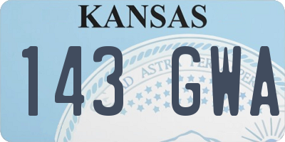 KS license plate 143GWA