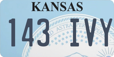 KS license plate 143IVY