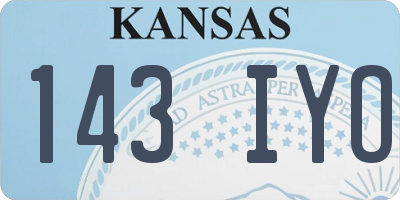 KS license plate 143IYO