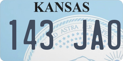 KS license plate 143JAO