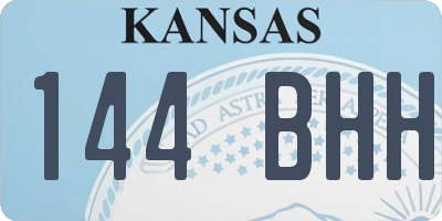 KS license plate 144BHH