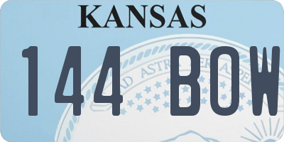 KS license plate 144BOW