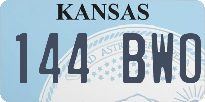 KS license plate 144BWO