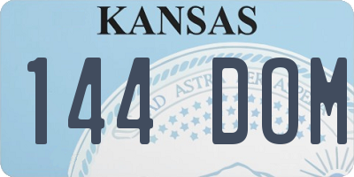 KS license plate 144DOM