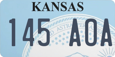 KS license plate 145AOA