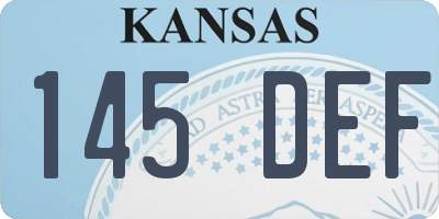 KS license plate 145DEF