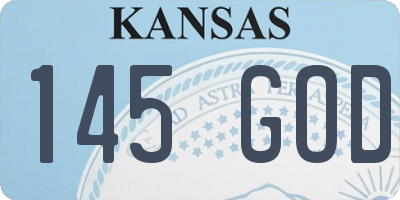 KS license plate 145GOD