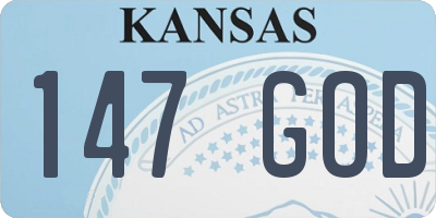 KS license plate 147GOD