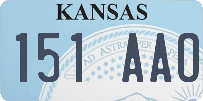 KS license plate 151AAO