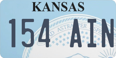 KS license plate 154AIN