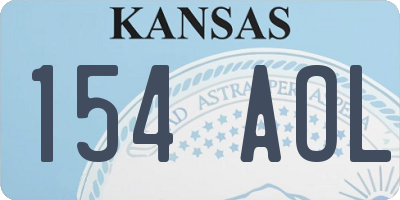 KS license plate 154AOL