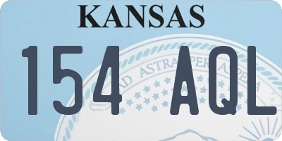 KS license plate 154AQL