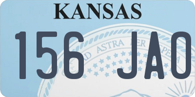 KS license plate 156JAO
