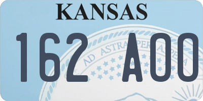 KS license plate 162AOO