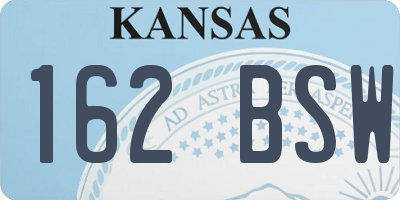 KS license plate 162BSW