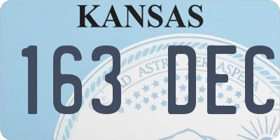 KS license plate 163DEC