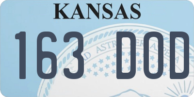 KS license plate 163DOD