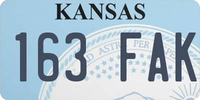 KS license plate 163FAK