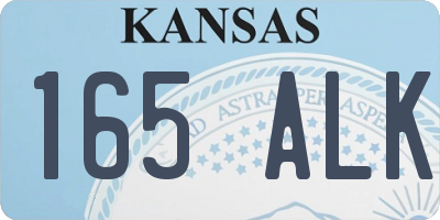 KS license plate 165ALK