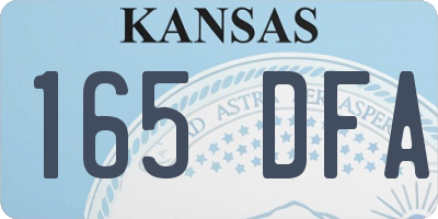 KS license plate 165DFA