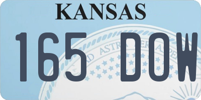 KS license plate 165DOW