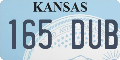 KS license plate 165DUB