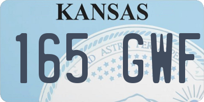 KS license plate 165GWF