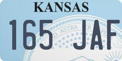 KS license plate 165JAF
