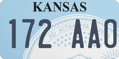 KS license plate 172AAO