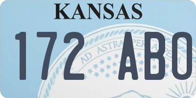KS license plate 172ABO