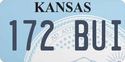 KS license plate 172BUI