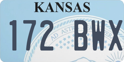 KS license plate 172BWX