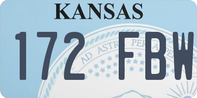 KS license plate 172FBW