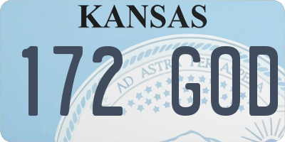 KS license plate 172GOD